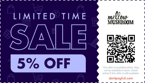 $5 Off Mellow Mushroom COUPON (2 ACTIVE) January 2024