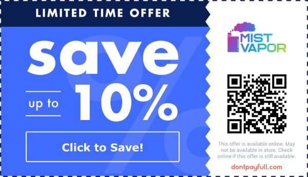 Mist Vapor Coupons - 76% Off Promo Code May 2026
