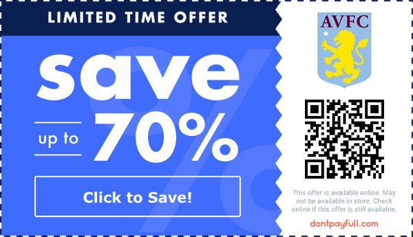 70 Off Aston Villa Coupon Promo Code Jul 2021