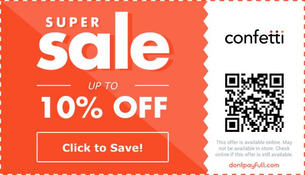 Confetti Promo Codes - 10% Off Coupon August 2026