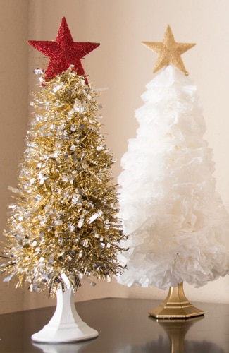 Tinsel Garland and Coffee Filter Tree