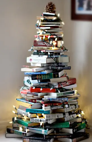 Stacked Book Christmas Tree