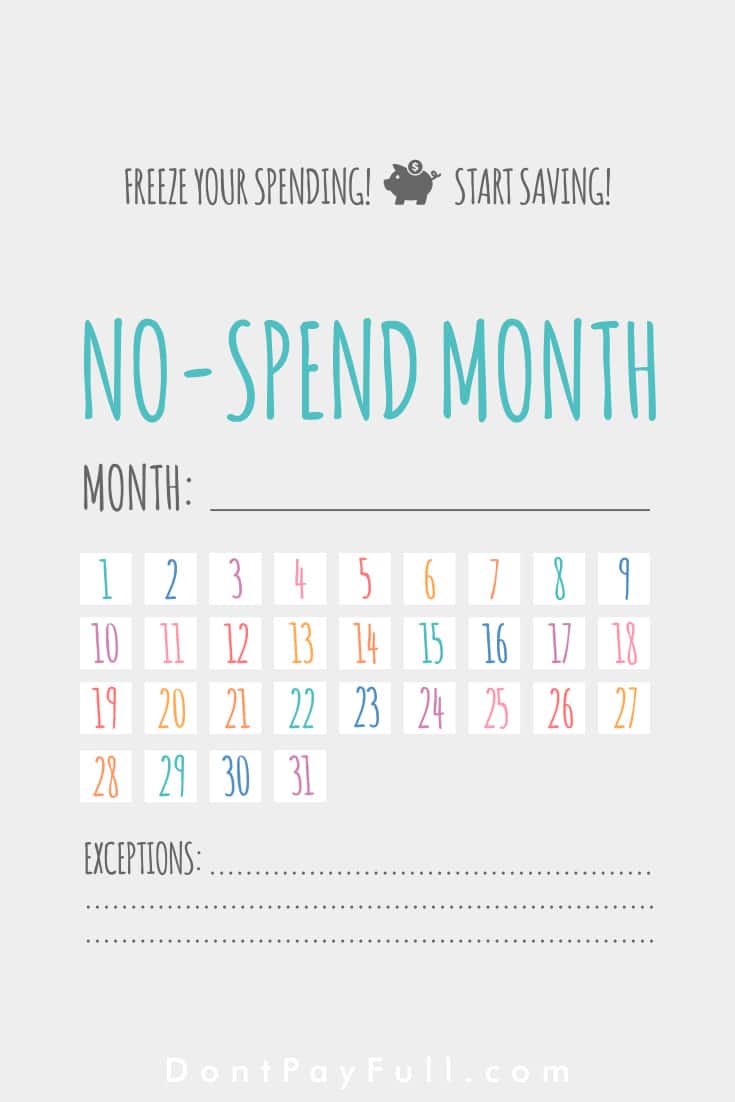 No-Spend Month Template