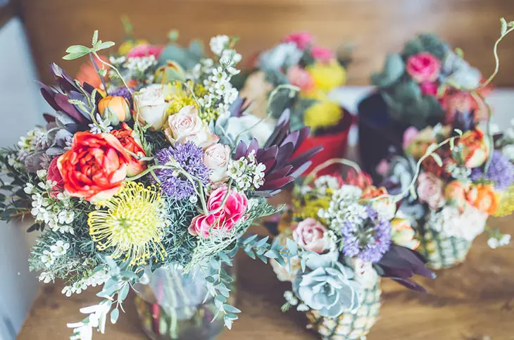A collection of cheap wedding flowers.
