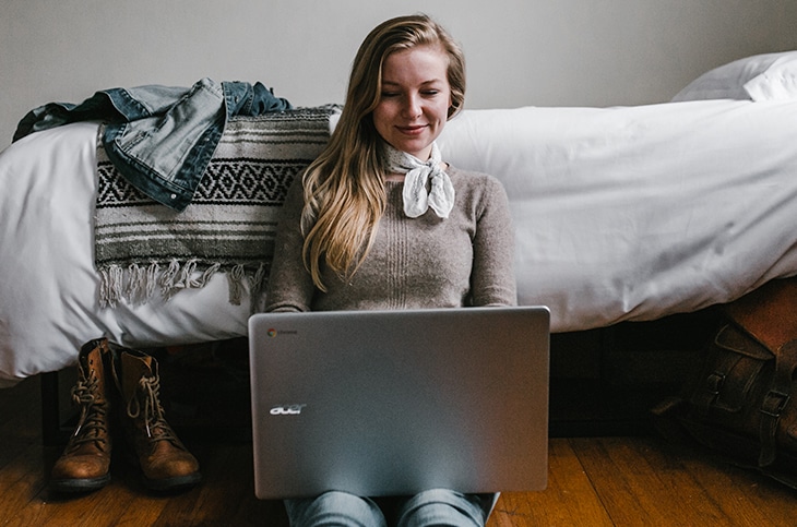 A Mom Comparing Prices on Laptop