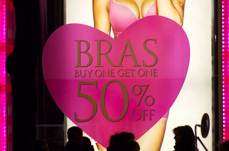 Victoria's Secret Semi-Annual Sale Woman Bras Buy One Get One 50% Off.