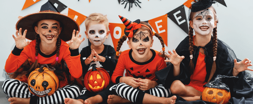 kids having fun on halloween