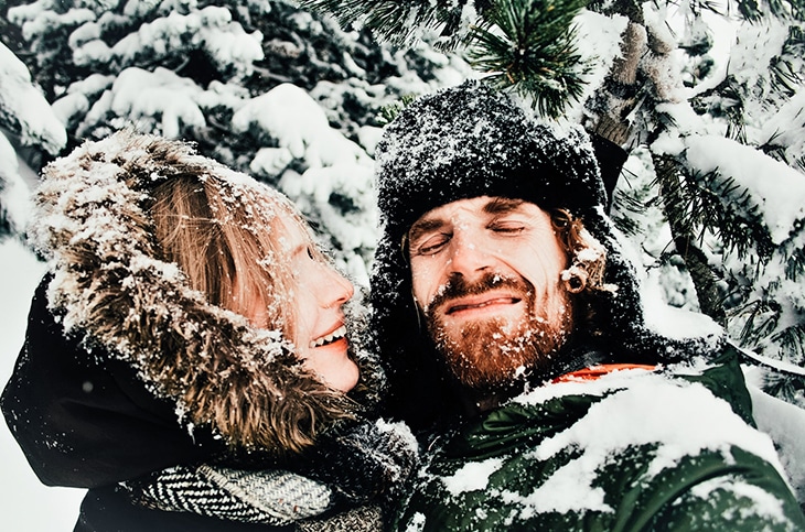 couple having a cheap winter date