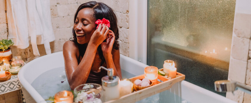 woman relaxing in bath