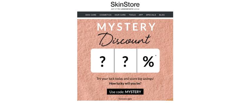 Mystery Coupon Code Example