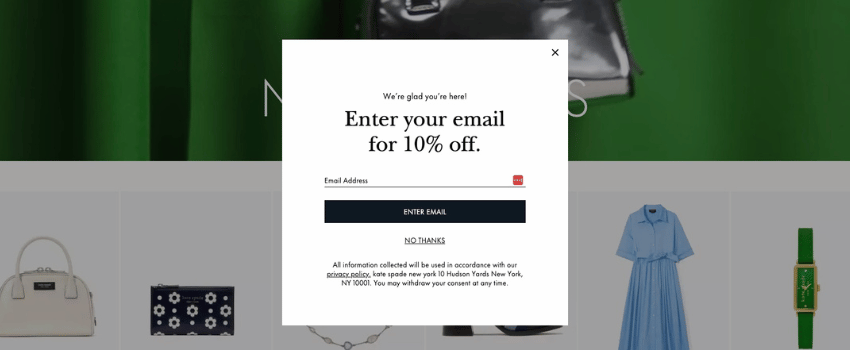 Newsletter Signup Discount Example
